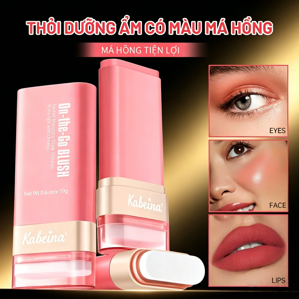 Phấn má hồng  có thiết kế hai đầu và đi kèm bông phấn Hiệu ứng dưỡng ẩm và sáng bóng Phối màu ngọt ngào Phấn mắt son