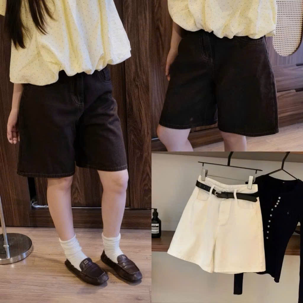 Quần Ngố Jean Nữ Trơn Basic Ống Suông Chất Jeans Mềm Co Giãn Tôn Dáng Cạp Cao Đi Chơi Đi Học Joolate
