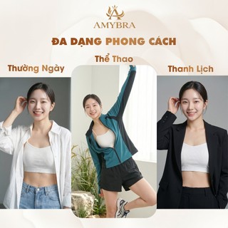 Combo 3 Áo Bra Cotton Gân Tăm Không Gọng - Set 3 Áo 2 Dây khoét Ngực Mút Mỏng AMYBRA B7719
