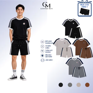 Bộ Thể Thao Nam Chất Tổ On Cao Cấp, Áo Thun Tay Phối, Quần Short Vải Co Giãn Thoáng Mát- BHN80