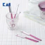 Set 5 dao cạo lông mày lông mặt KAI BEAUTY M BTM 5F1 thân kim loại màu hồng có nắp nhựa bảo vệ