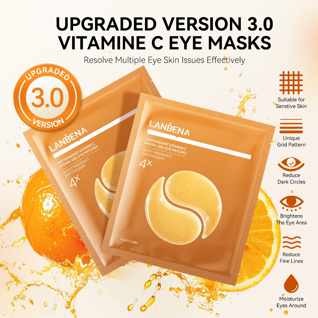 LANBENA  Mặt Nạ Mắt Collagen Giảm Quầng Thâm Retinol/Vitamin C Chống Lão Hóa,  Làm Mờ Quầng Thâm Mắt, Dưỡng ẩm sâu