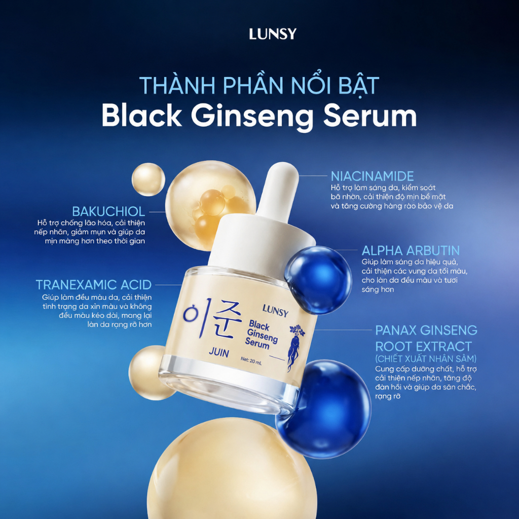 💎Bí Quyết Da Trắng Mịn! Serum Nhân Sâm Đen 30ml – Trắng Da, Mờ Thâm Sạm, Chậm Lão Hóa – Hàng Chính Hãng✨