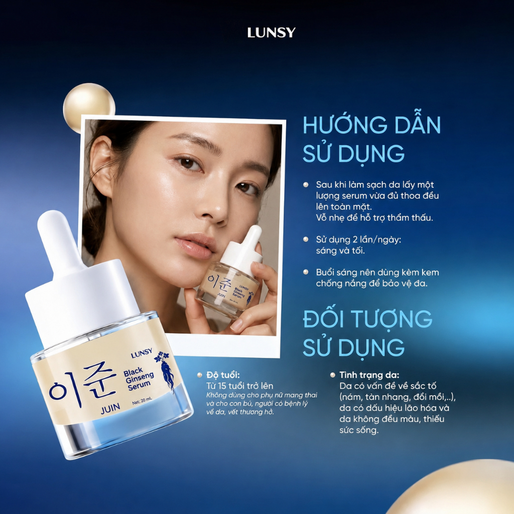 💎Bí Quyết Da Trắng Mịn! Serum Nhân Sâm Đen 30ml – Trắng Da, Mờ Thâm Sạm, Chậm Lão Hóa – Hàng Chính Hãng✨