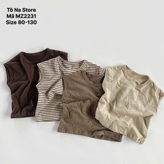 Áo ba lỗ sát nách mùa hè vải cotton thoáng mát hoạ tiết basic cho bé từ 9-28kg hàng QCCC MZ2231