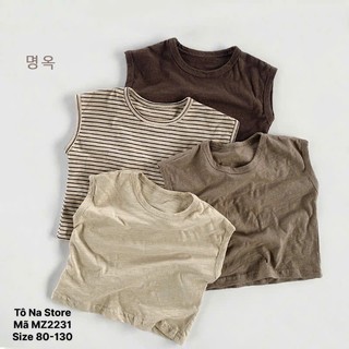 Áo ba lỗ sát nách mùa hè vải cotton thoáng mát hoạ tiết basic cho bé từ 9-28kg hàng QCCC MZ2231