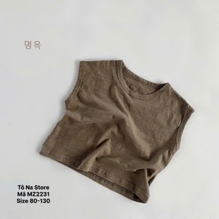 Áo ba lỗ sát nách mùa hè vải cotton thoáng mát hoạ tiết basic cho bé từ 9-28kg hàng QCCC MZ2231