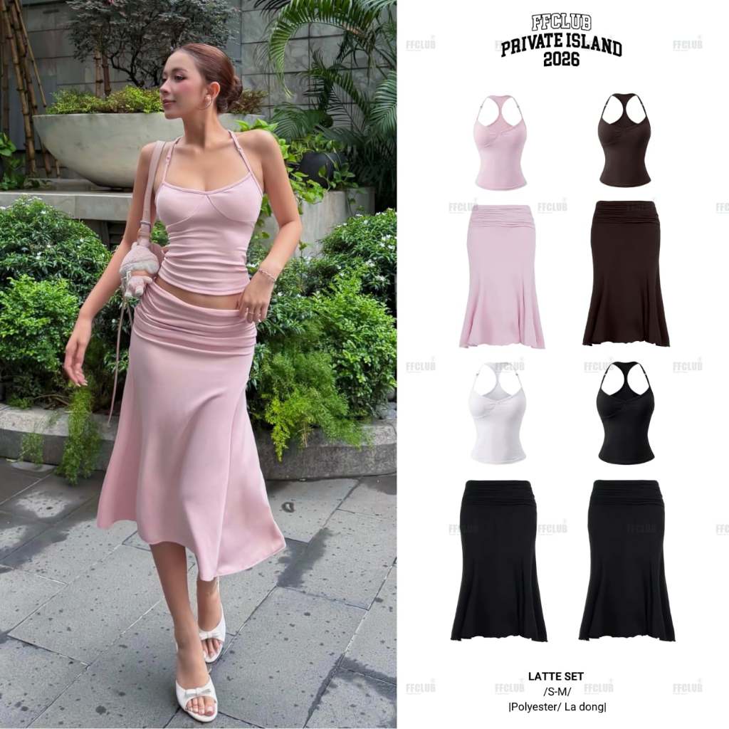 SET ÁO 2 DÂY LATTE CHÉO LƯNG CHỮ Y FFCLUB