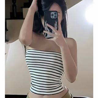 (KÈM ĐỆM MÚT) Áo Quây Ngang Kẻ Sọc Basic Sexy Áo Ống Nữ Co Giãn Ôm Dáng AOT041
