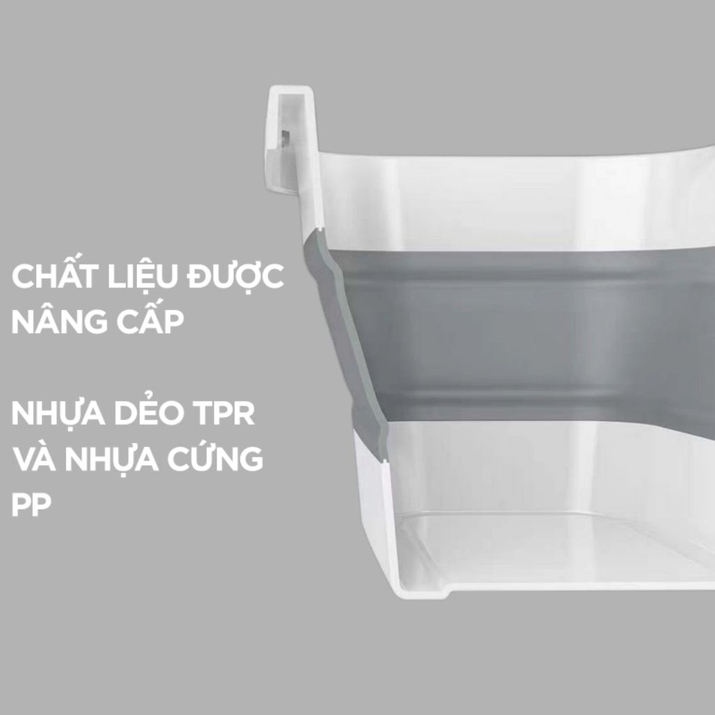 Xô đựng nước gấp gọn đa năng có bánh xe chậu gấp gọn có quai xách tiện lợi dùng cho giặt cây lau nhà 12L SOJIMOP