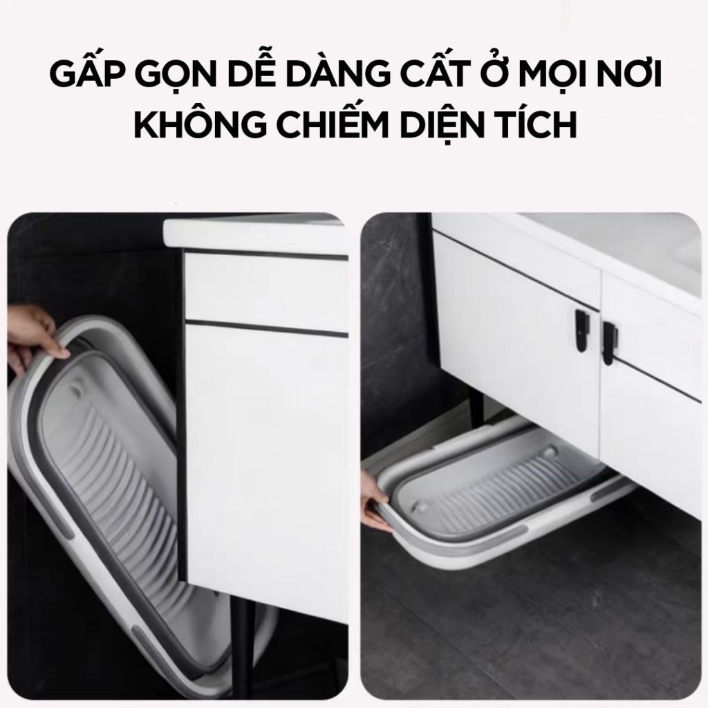 Xô đựng nước gấp gọn đa năng có bánh xe chậu gấp gọn có quai xách tiện lợi dùng cho giặt cây lau nhà 12L SOJIMOP