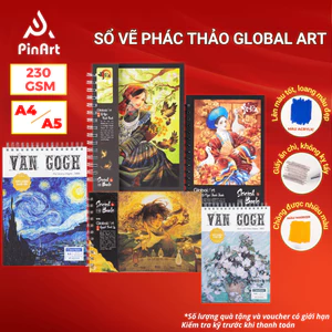 Sổ Vẽ Đa Chất Liệu Global Art 230GSM A4 A5 Không Kỵ Tẩy, Sổ Sketchbook 30 Tờ Phác Thảo Vẽ Màu Nước
