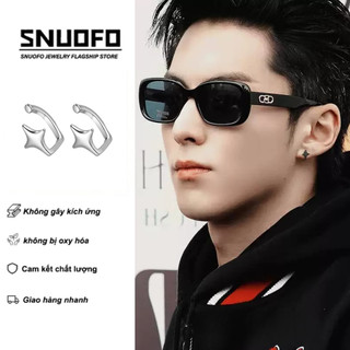 SNUOFO - Kẹp tai nam hình ngôi sao không cần bấm lỗ phong cách Hàn Quốc tối giản cá tính cao cấp thời trang đường phố