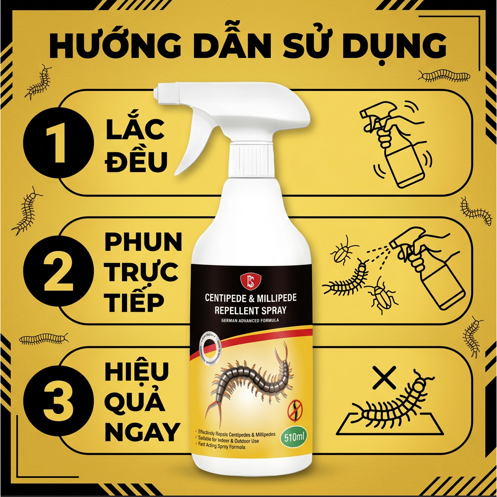 ⚡Xịt đuổi rết 510ml⚡ Hỗ trợ xua rết, bò cạp, rắn, côn trùng bò, dễ dùng trong nhà ngoài trời