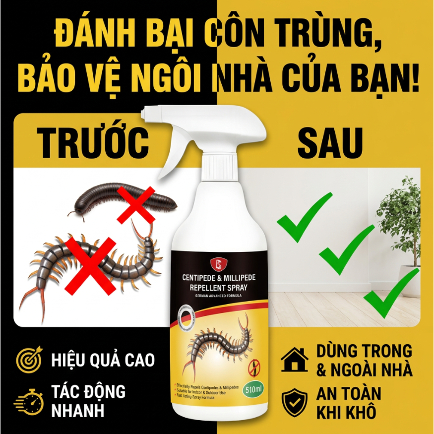 📣Xịt đuổi rết 510ml📣 Hỗ trợ xua rết hiệu quả, dùng trực tiếp, ít mùi, phù hợp cho gia đình và thú cưng