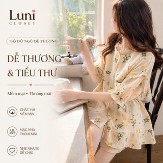 [Luni-oder] LOẠI 1  Đồ Ngủ Pijama Nữ Hoa Nhí Dễ Thương, Set Áo Tay Ngắn Quần Short Form Rộng Thoải Mái Mềm Nhẹ ĐN45