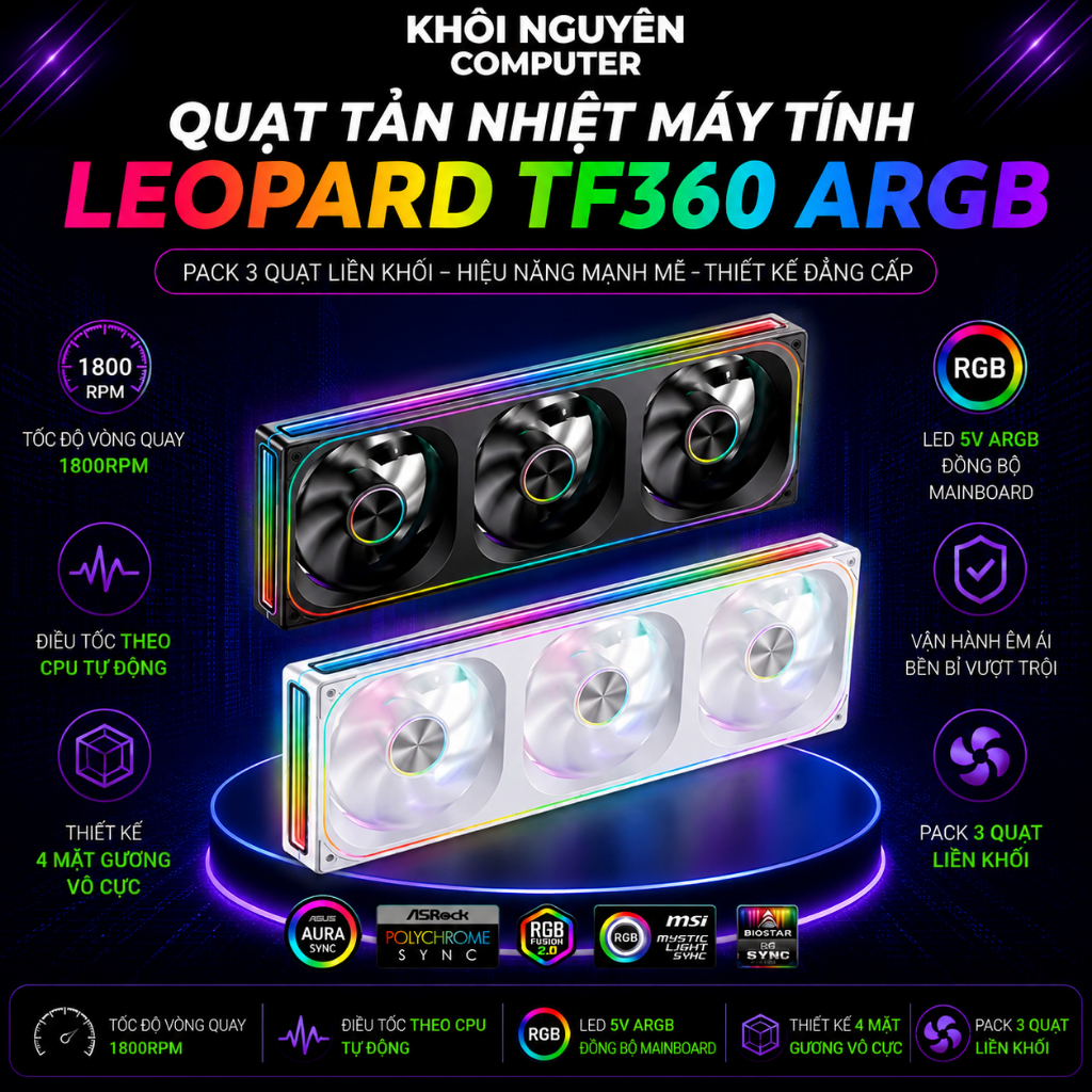 Quạt Tản Nhiệt Jungle Leopard TF360 ARGB 3 Fan 12cm – Led 5V Mirror ...