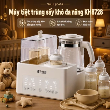 Máy tiệt trùng bình sữa đa năng UVC XiaoZhuangXiong KH-8879, máy đun nước pha hâm sữa, tiệt trùng tia UVC thế hệ mới