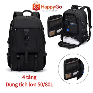 COD 50-80L Balo du lịch nam có thể mở balo to đựng quần áo đựng laptop 17 inch chống thấm nước
