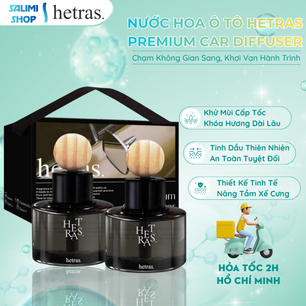 Nước Hoa Xe Hơi HETRAS Hàn Quốc, Tinh Dầu Đặt Taplo Ô Tô, Khử Mùi Chống Say Xe, Decor Sang Trọng