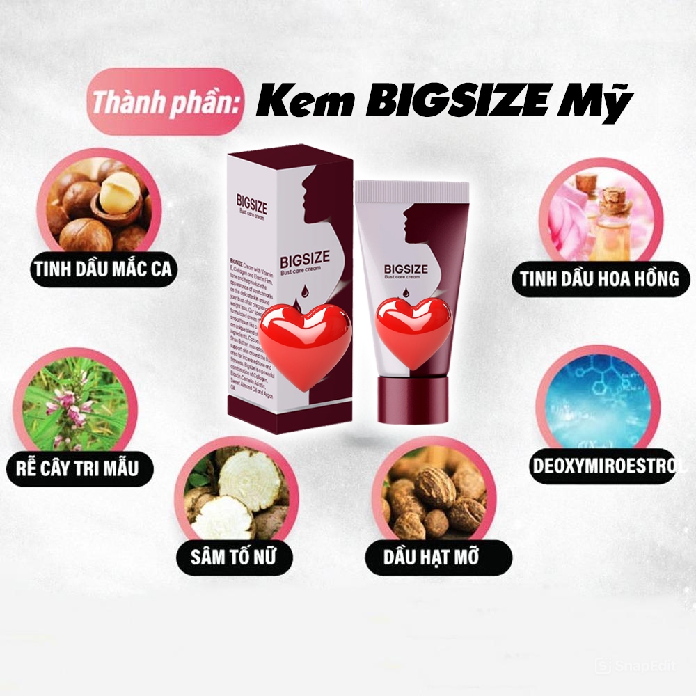 Kem Nở Ngực Bigsize Mỹ Chính Hãng, Kem Nâng Ngực Tăng Vòng 1 Tự Nhiên Săn Chắc, Nâng Ngực Chống Chảy Xệ Sau Sinh