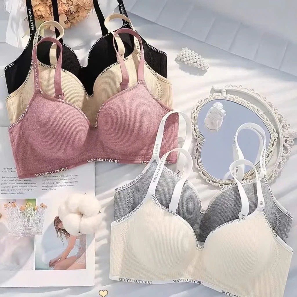[Peinn] Combo 4 Áo Lót Nữ Nâng Đẩy Vòng 1 Su Phối Cotton Mút Dày 3cm Không Gọng Viền Chữ SexyBeautyGirl - T111