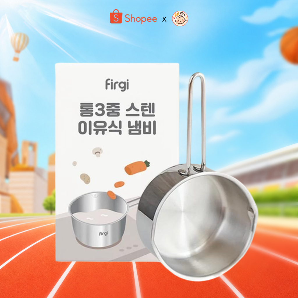 Nồi Quánh Inox 3 Lớp Firgi Nấu Ăn Dặm Cho Bé Dùng Cho Bếp Hồng Ngoại, Bếp Từ 16cm (1.5L)