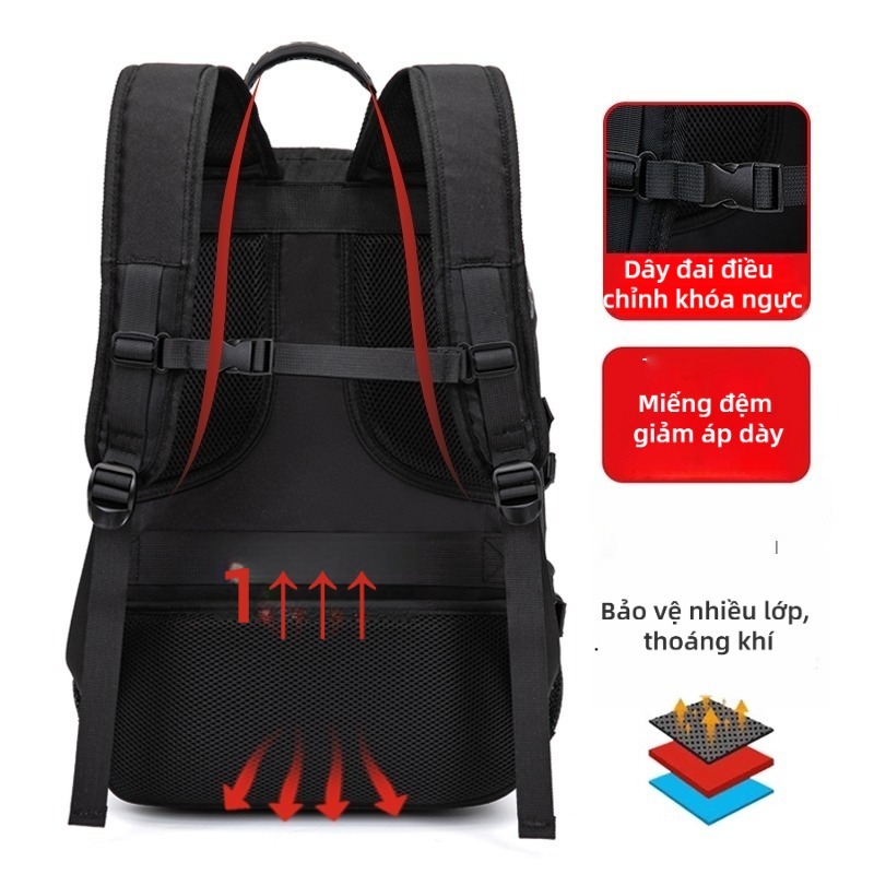 COD 50-80L Balo du lịch nam có thể mở balo to đựng quần áo đựng laptop 17 inch chống thấm nước