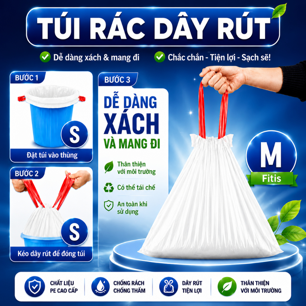 Túi Rác Dây Rút  - Sáp Thơm Chính Hãng FITIS