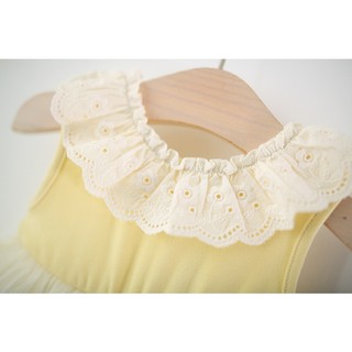 Váy bé gái thun cotton tơ óng màu vàng dáng bí phồng xinh xắn thời trang bé gái style Hàn D1343