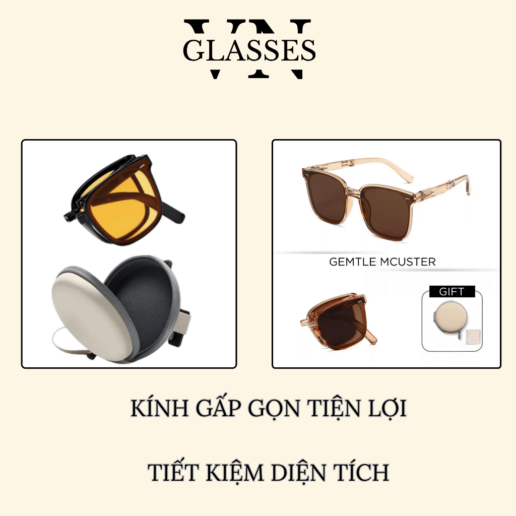 Kính râm gấp gọn nam nữ chống nắng chống tia UV phong cách Hàn Quốc G06