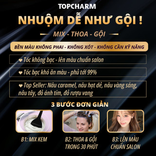 [DƯỠNG NHIỀU] Thuốc nhuộm tóc NÂU TÂY, VÀNG TÂY, NÂU MOCHA, NÂU GỖ, chuyên phủ tóc bạc cứng 10 màu TOPCHARM