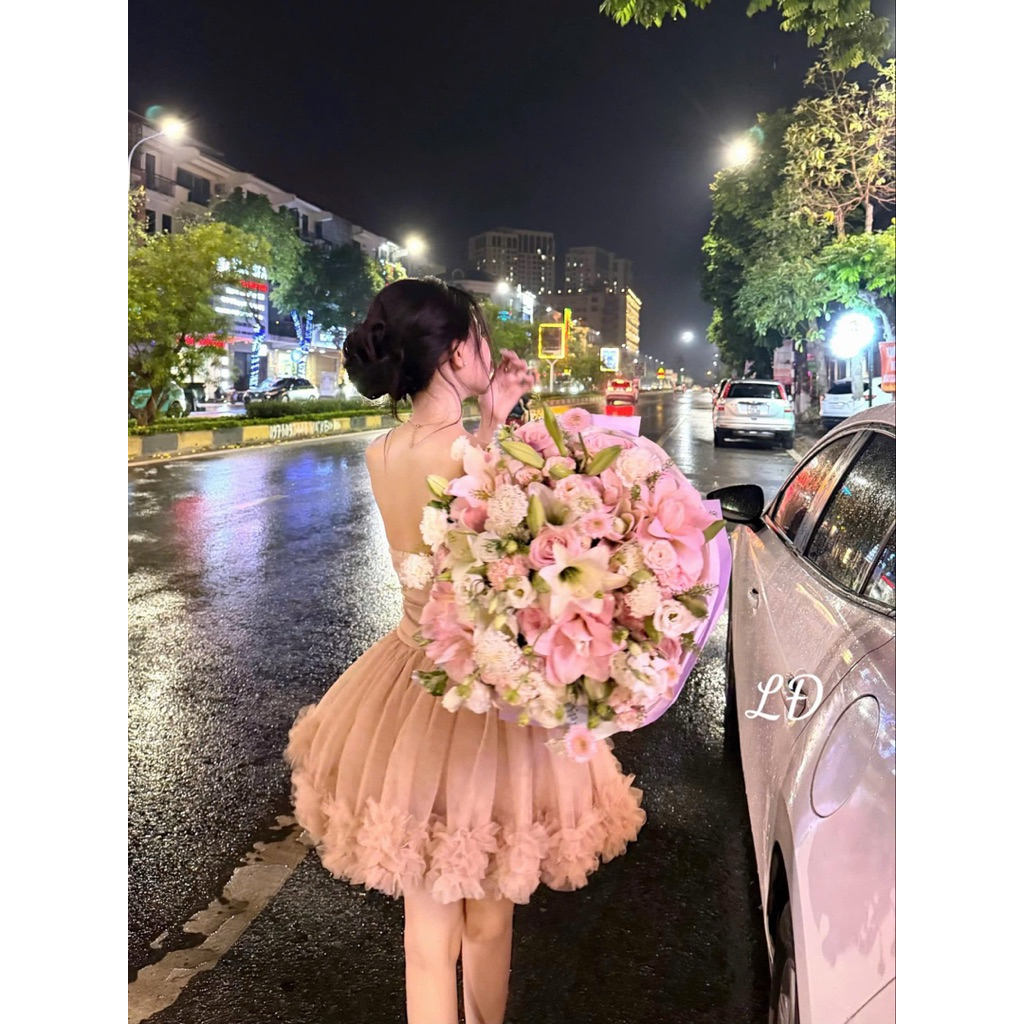 váy quây lưới dáng ngắn xoè bồng mặc tiệc sự kiện siêu xinh SM