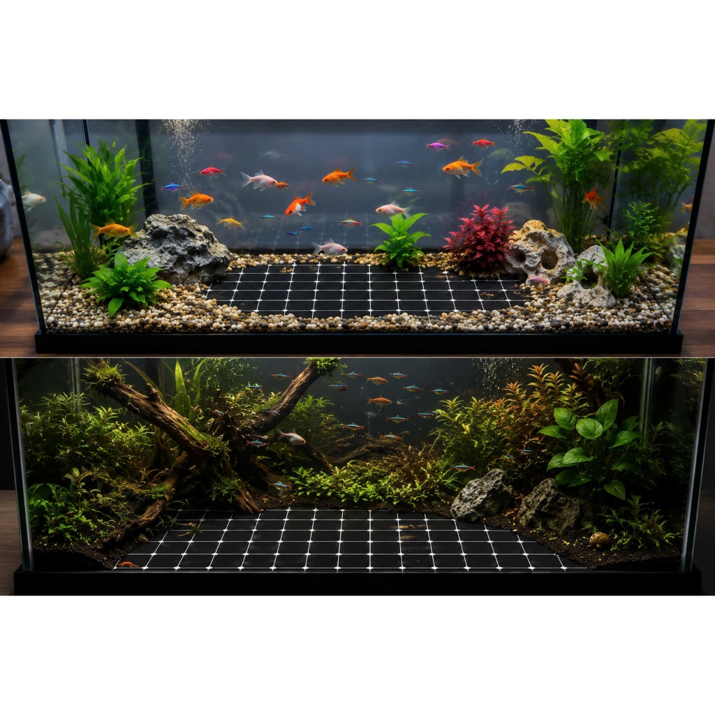 Tranh Dán Bể Cá 3D Cành Lũa Đá Đen, Decal Phông Nền Hồ Cá Thủy Sinh Chống Nước, HC3, IN KTS CAO CẤP