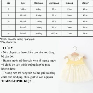 Váy bé gái thun cotton tơ óng màu vàng dáng bí phồng xinh xắn thời trang bé gái style Hàn D1343