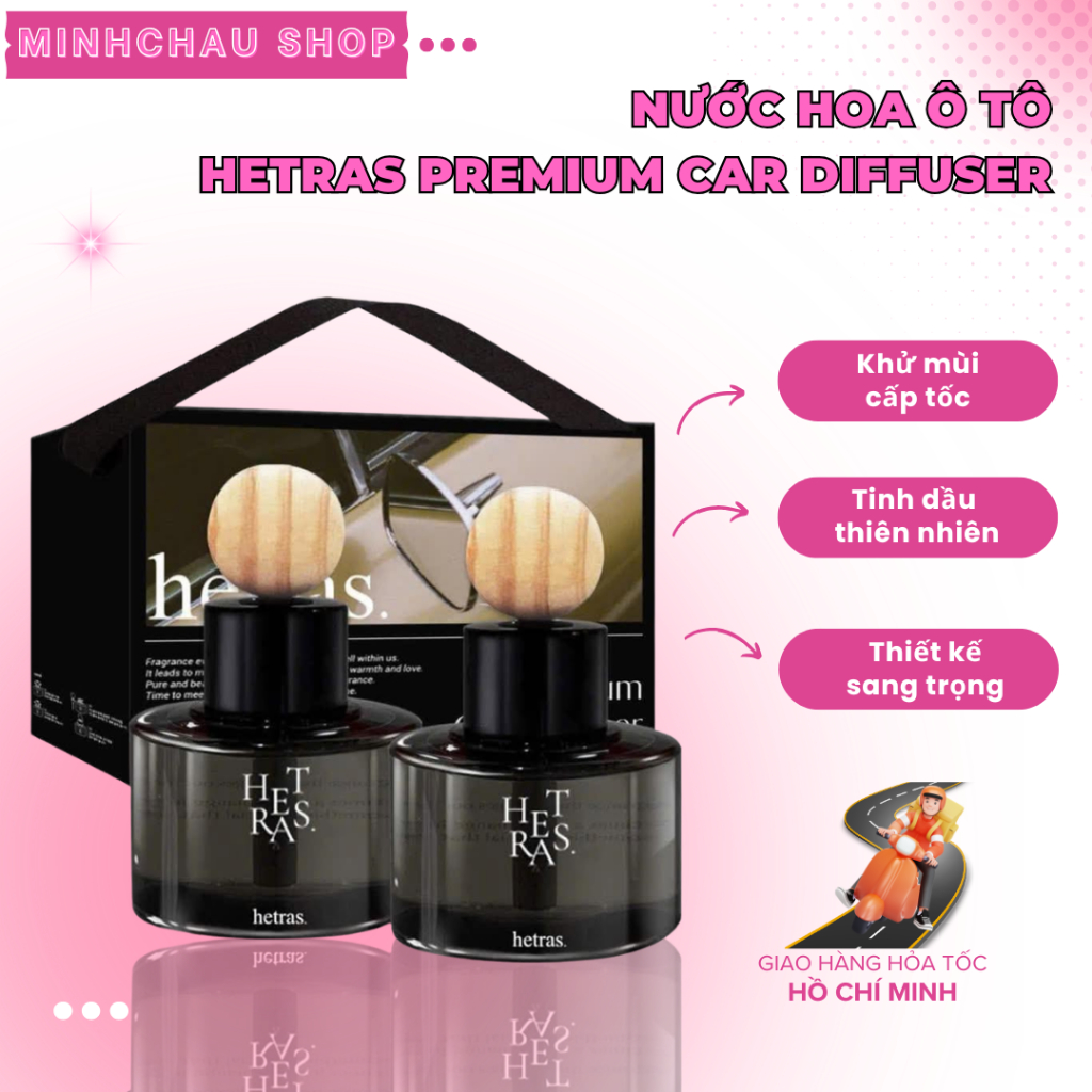 Nước Hoa Ô Tô HETRAS Premium Car Diffuser Hàn Quốc 77ml, Tinh Dầu Khử Mùi Xe Hơi Cao Cấp, Hương Gỗ