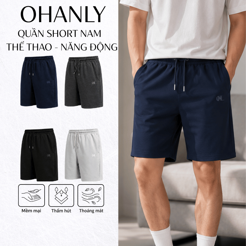 Quần Short Nam OHANLY Form Suông Regular Fit – Cotton Mềm Mát, Co Giãn Thoải Mái Mặc Hằng Ngày