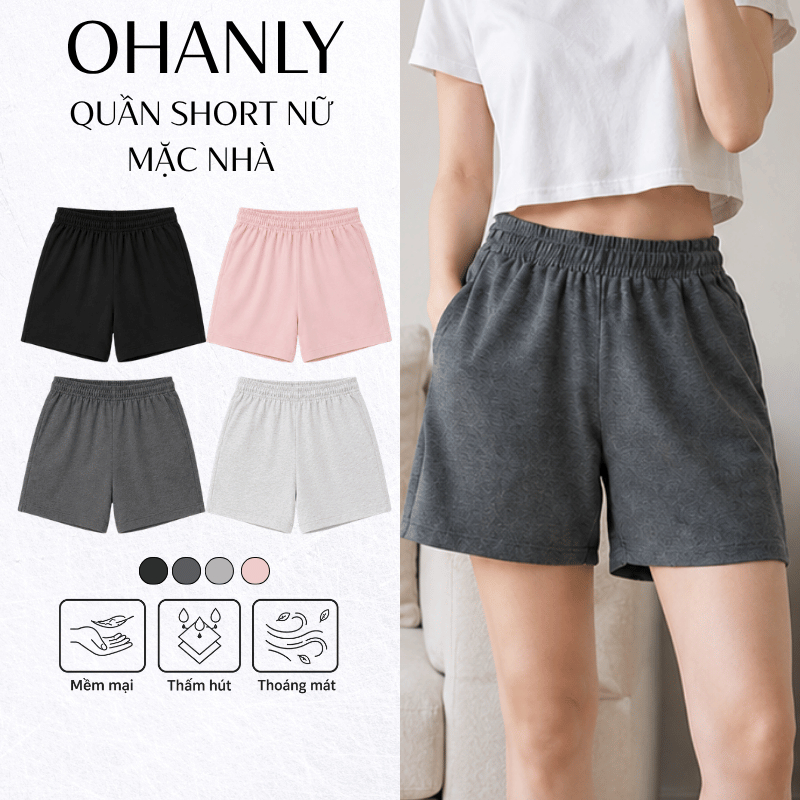 Quần Short Nữ Trơn OHANLY – Quần Đùi Nữ Da Cá Lụa Co Giãn Mềm Mát Form Suông Mặc Nhà Đi Chơi