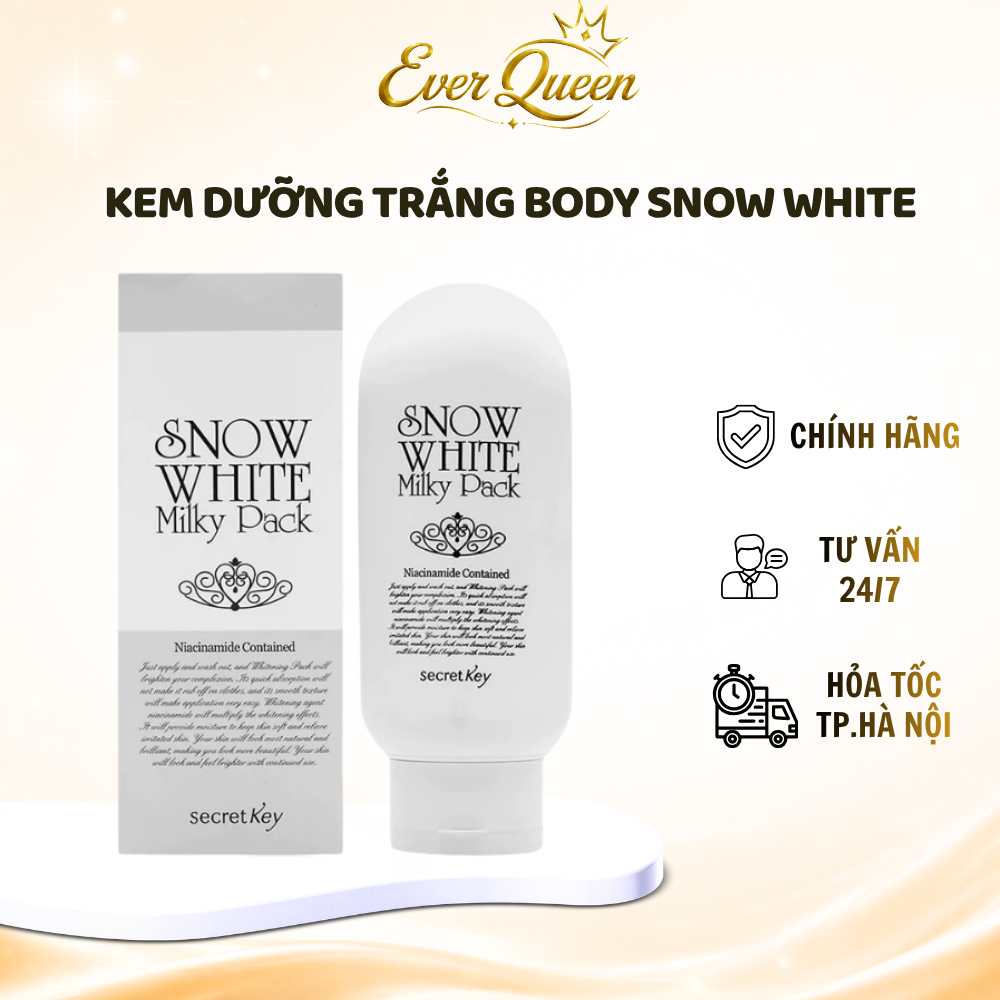 Kem Ủ Trắng Toàn Thân Body Secret Key Snow White Milky Pack Chính Hãng - Ever Queen