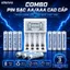 Bộ 1 SẠC + 8 PIN AA 4600mAh, bộ sạc pin tái sử dụng Enemax, 1 doc sạc kèm 8 mic hát karaoke, đồ chơi, máy cạo râu.