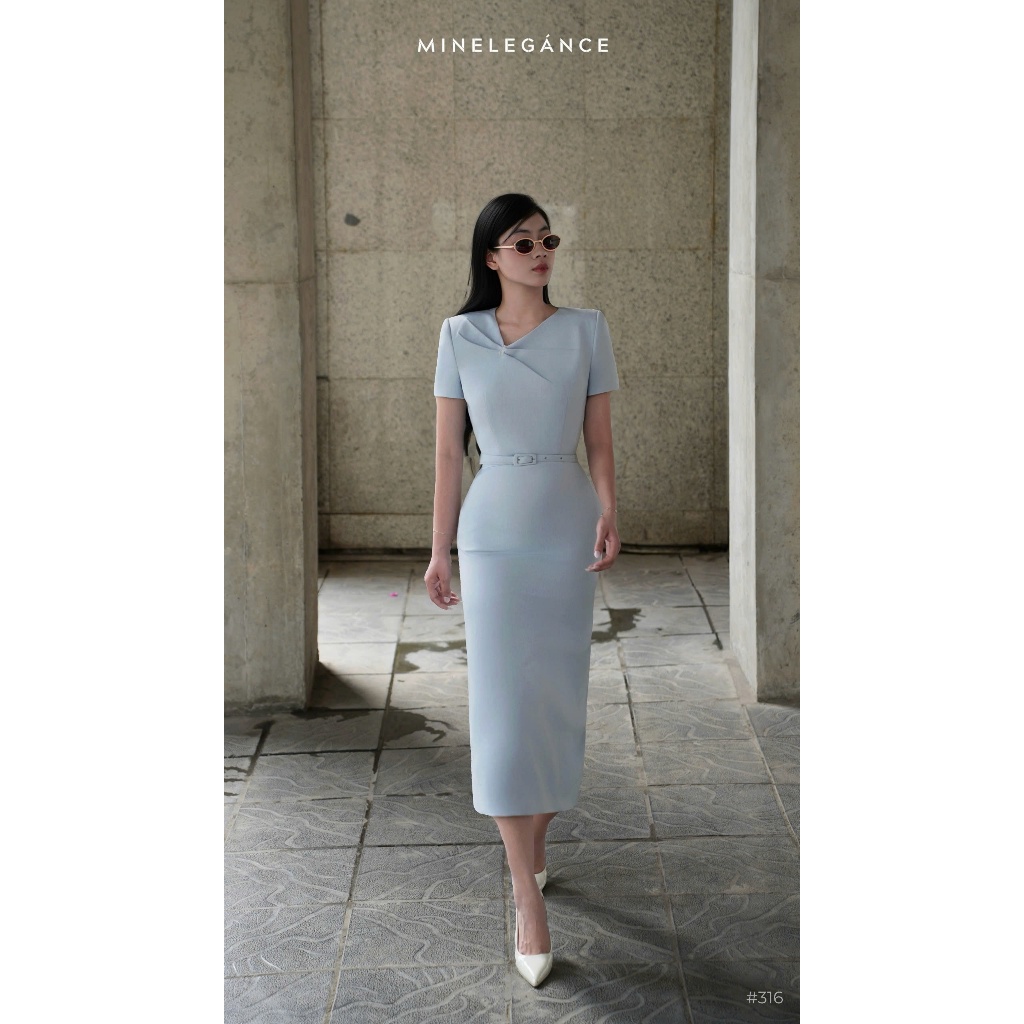 MINELEGÁNCE | SET VÁY CỔ TIM CÁCH ĐIỆU DÁNG DÀI, SANG TRỌNG, THANH LỊCH - MIN316