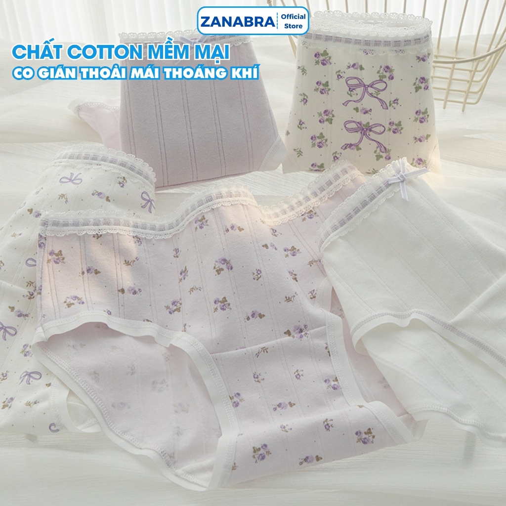 [ Xả Hàng ] Combo 5 quần lót nữ đáy kháng khuẩn, quần chíp nữ chất cotton họa tiết dễ thương ZANABRA L1133