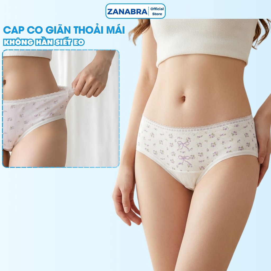 [ Xả Hàng ] Combo 5 quần lót nữ đáy kháng khuẩn, quần chíp nữ chất cotton họa tiết dễ thương ZANABRA L1133