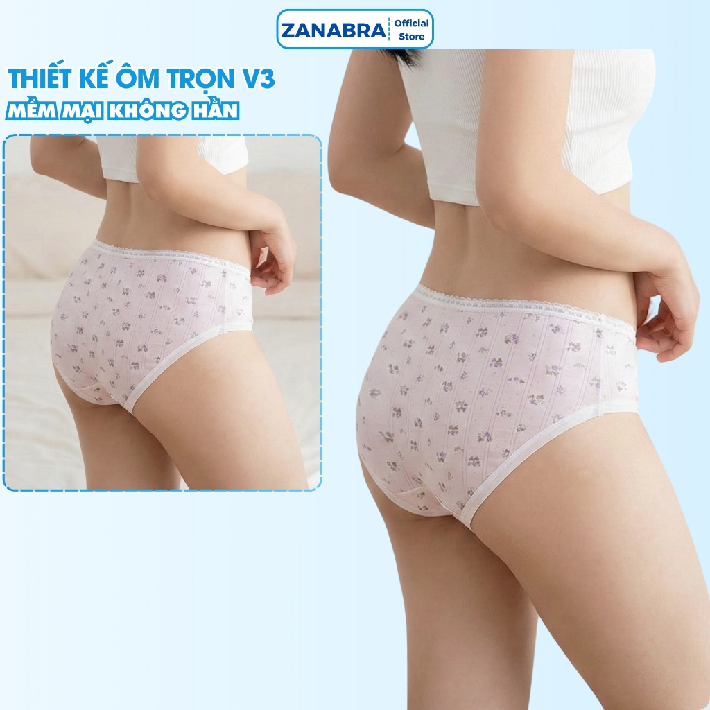 [ Xả Hàng ] Combo 5 quần lót nữ đáy kháng khuẩn, quần chíp nữ chất cotton họa tiết dễ thương ZANABRA L1133