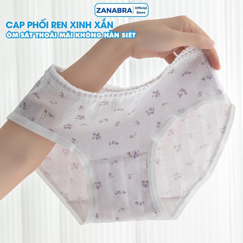 [ Xả Hàng ] Combo 5 quần lót nữ đáy kháng khuẩn, quần chíp nữ chất cotton họa tiết dễ thương ZANABRA L1133