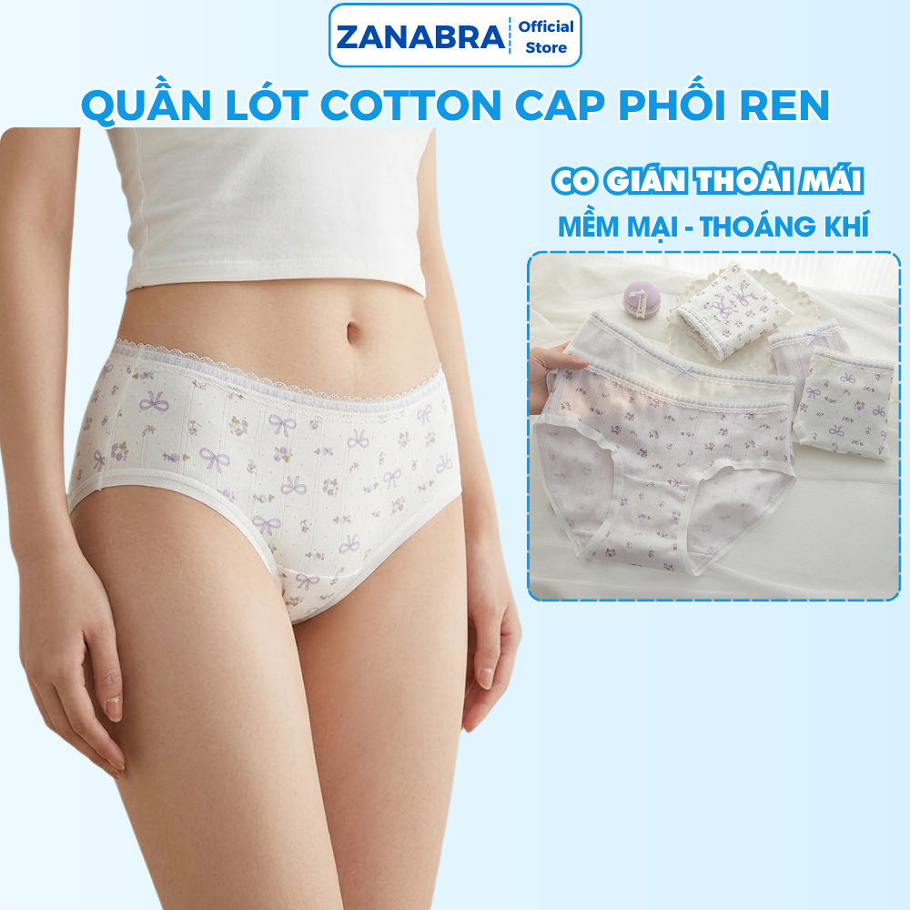[ Xả Hàng ] Combo 5 quần lót nữ đáy kháng khuẩn, quần chíp nữ chất cotton họa tiết dễ thương ZANABRA L1133