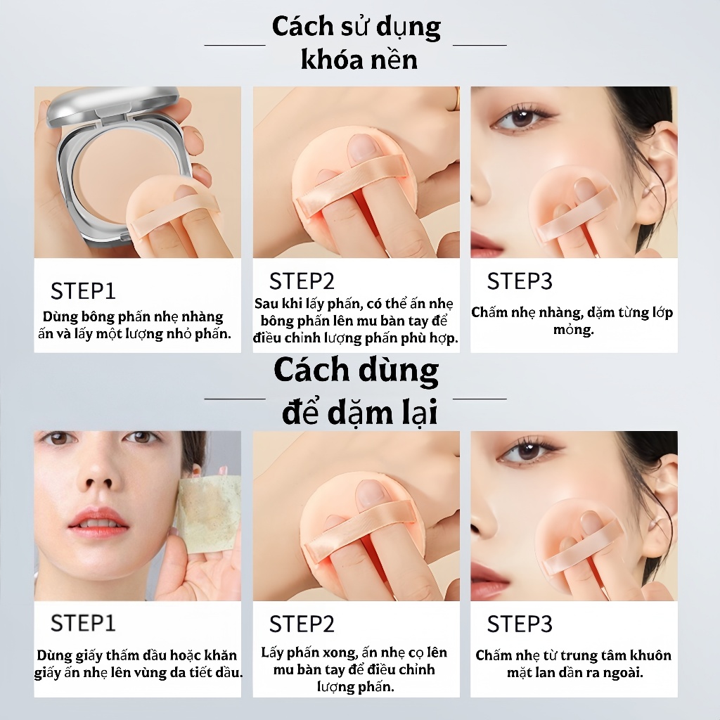 [Combo 2 Cái] Phấn Phủ Chính Hãng 8g2 + Bông Phấn2 – Siêu Mịn, Lâu Trôi 48h, Chống Nước