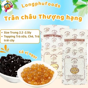 Trân Châu THƯỢNG HẠNG Size Trung Có Vị Ngọt LONG PHÚ Gói 1kg - Topping Trà Sữa Chuẩn Vị Dẻo Dai Siêu Ngon
