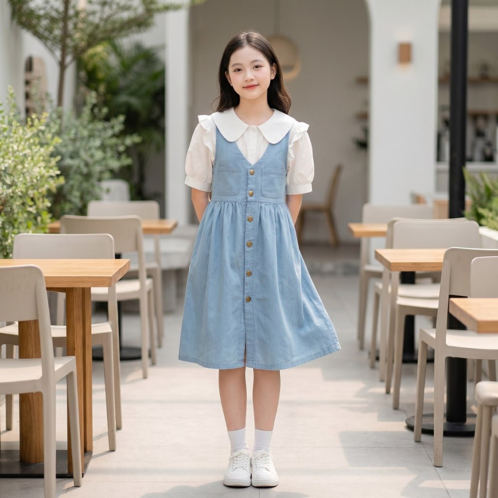 Váy jean cổ tim cho bé gái size đại BEESHOP H26050