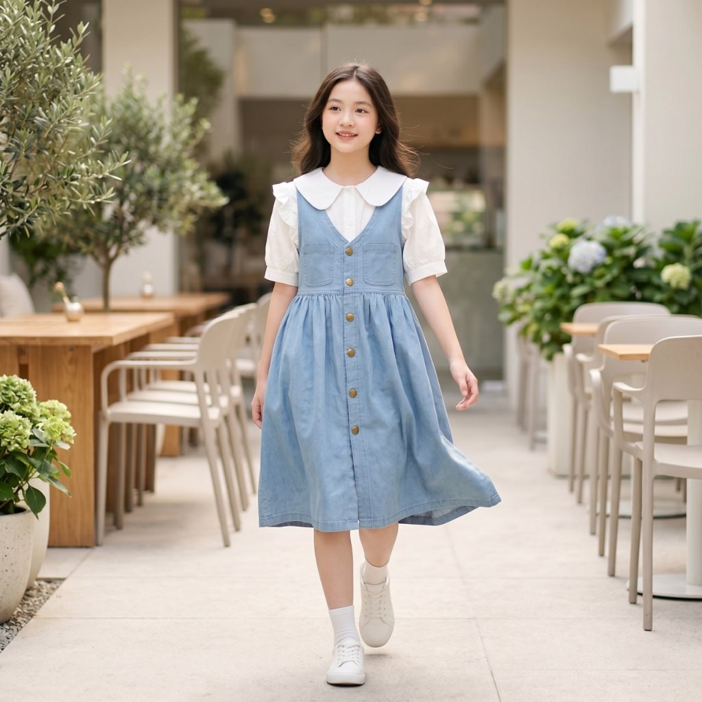 Váy jean cổ tim cho bé gái size đại BEESHOP H26050